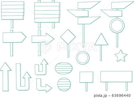 シンプルな道しるべ 看板 立て札 矢印のイラスト素材 シンプルな道しるべ 看板 立て札 矢印のイラスト素材