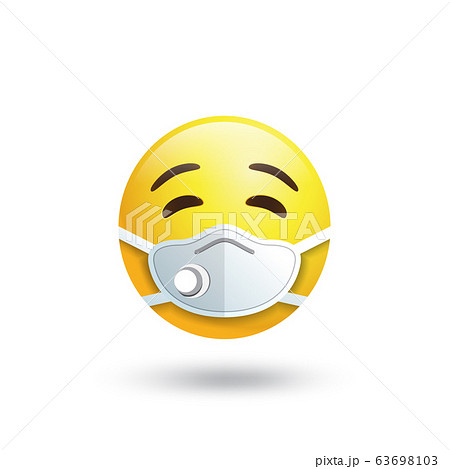 Emoji With Mouth Mask Respirator Yellow Faceのイラスト素材