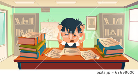 Kid got stress doing homework or prepare for exam 63699000