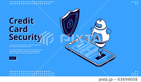Credit card security web banner phone and robot 63699008
