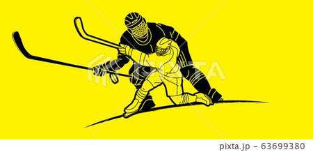Group of Ice Hockey players action cartoon sport graphic vector 63699380