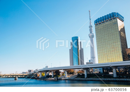 Tokyo city skyline and Sumida River in Japan 63700056