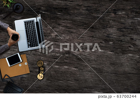 Justice and law concept.Lawyer workplace with laptop and documents with wooden in office. 63700244