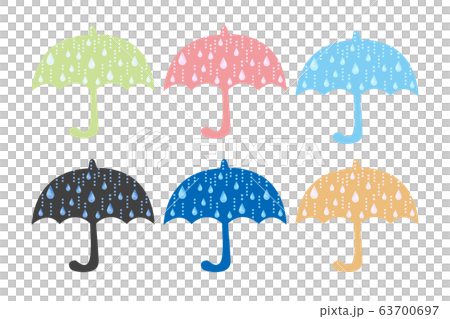 雨模様の傘バリエーションのイラスト素材