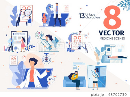 Patients Visiting Doctor Flat Vector Scenes Set Patients Visiting Doctor Flat Vector Scenes Set 63702730