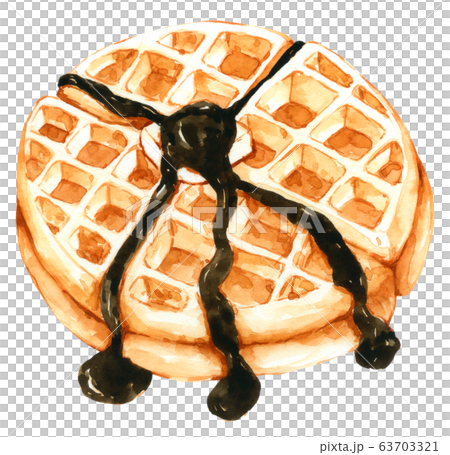 Waffle with chocolate in watercolour isolated on white background 63703321