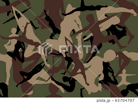 Silhouette Yoga Pose Green Camouflage Silhouette Yoga Pose Green Camouflage 63704707