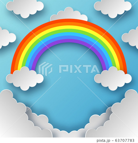 Rainbow icon isolated on blue sky background 63707783