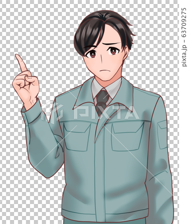 作業員 男性 指差し 不機嫌のイラスト素材