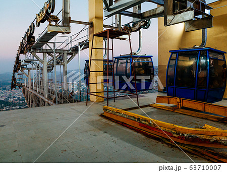 Savitri Mata Temple Ropeway at sunset time in Pushkar, India 63710007