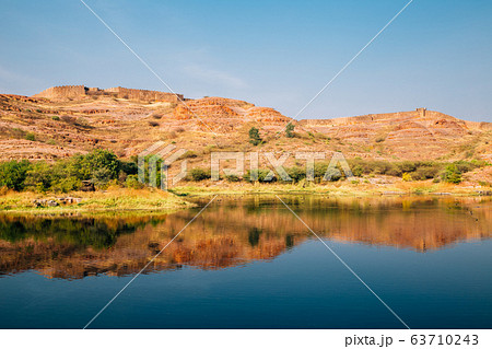 Deity pond and fortress hill in Jodhpur, India Deity pond and fortress hill in Jodhpur, India 63710243