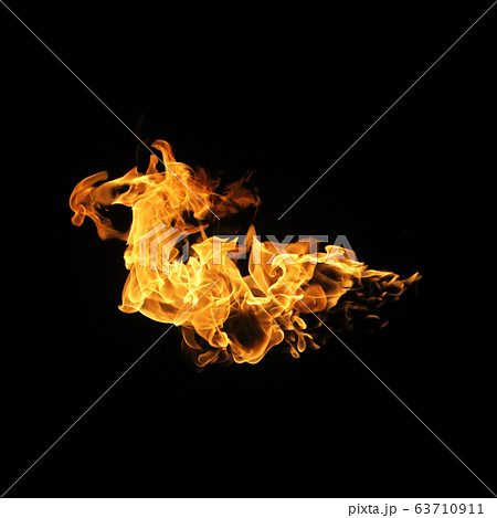 Fire flames collection isolated on black 63710911