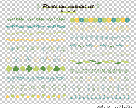 植物のライン素材セット ヨコ のイラスト素材