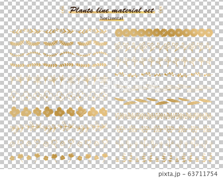 植物のライン素材セット ヨコ のイラスト素材