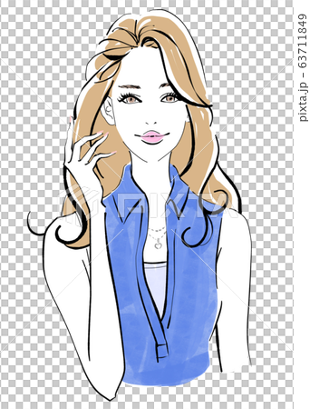 Natural long hair blue shirt 63711849