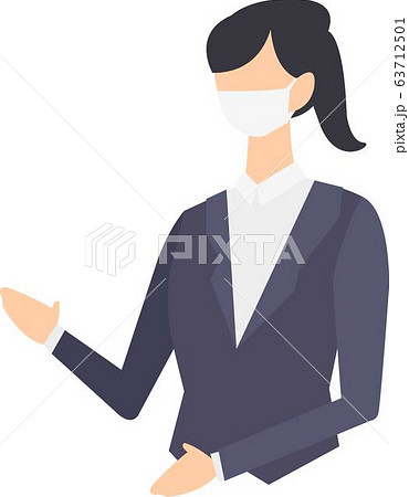 マスク　着用　女性　スーツ　ビジネス　黒髪　感染予防　ウィルス 63712501