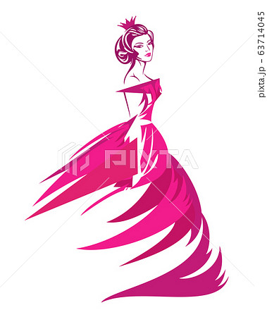 fairy tale princess wearing long pink gown vector portrait 63714045