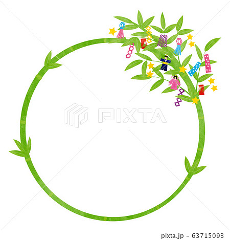 フレーム素材 七夕 笹飾り 文字なしテクのイラスト素材
