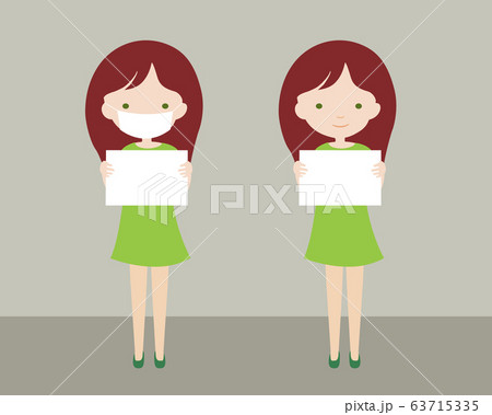 Illustration of young woman with protective mask. Illustration of young woman with protective mask. 63715335