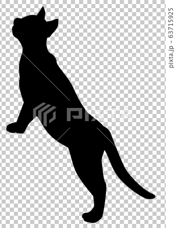 猫シルエット 動物 猫 背伸び のイラスト素材