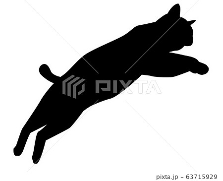猫シルエット 動物 猫 ジャンプのイラスト素材