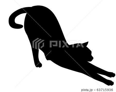 猫シルエット 動物 猫 背伸び 子猫のイラスト素材 63715936 Pixta