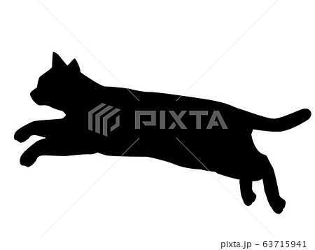 猫シルエット 動物 猫 ジャンプのイラスト素材