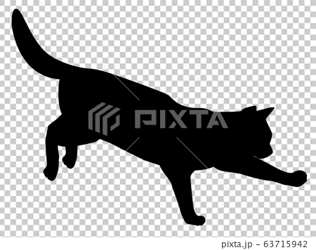 猫シルエット 動物 猫 着地のイラスト素材