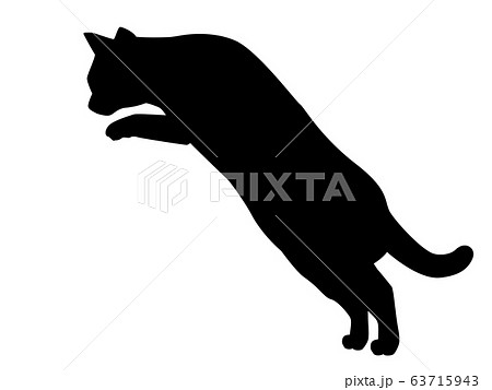 猫シルエット 動物 猫 背伸び のぞく 昇るのイラスト素材
