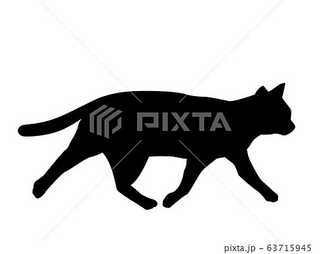 猫シルエット 動物 猫 子猫 歩くのイラスト素材