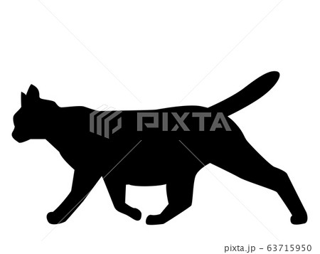 猫シルエット 動物 猫 歩くのイラスト素材