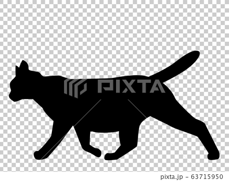 猫シルエット 動物 猫 歩くのイラスト素材