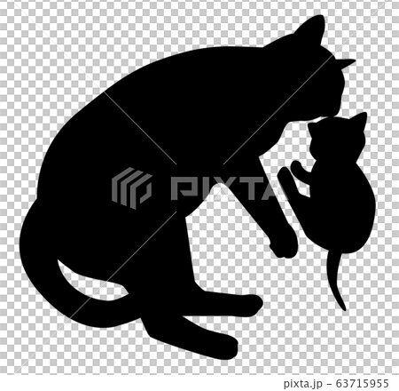 猫シルエット 動物 猫 親子のイラスト素材 猫シルエット 動物 猫 親子のイラスト素材