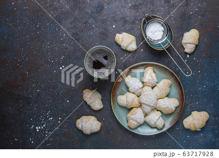 Homemade rugelach with jam filling,top view 63717928