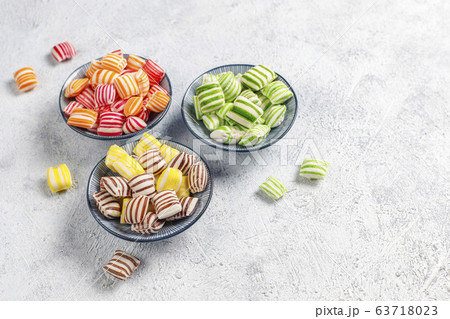 Different colorful sugar candies,top view 63718023