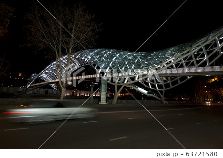 Bridge of Peace over Kura River illuminated at Bridge of Peace over Kura River illuminated at 63721580