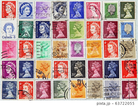 Postage stamps of British Commonwealth with image of Her Majesty Queen Elizabeth. 63722055