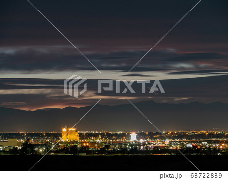 Sunset red afterglow over the famous strip of Sunset red afterglow over the famous strip of 63722839