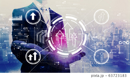 Rising arrow theme with businessman 63723183