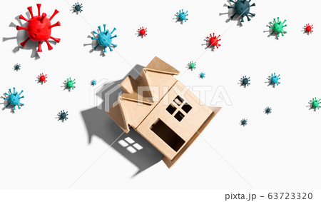 House with influenza and Coronavirus concept 63723320