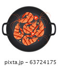 Grilled shrimp. Tiger prawn. Shrimps in a pan with 63724175