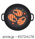 Grilled salmon steak in a pan with chili peppers, 63724176