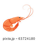 Boiled shrimp. Cooked tiger prawn. Shrimp isolated 63724180
