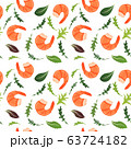 Boiled shrimp and mix salad leaves on white 63724182