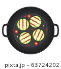 Grilled zucchini sliced slices in a pan with chili 63724202