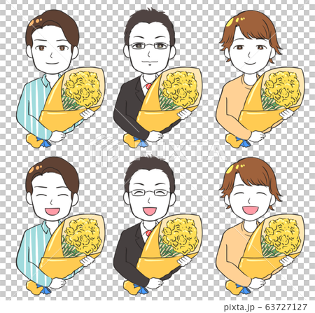 花束を受け取るお父さんのイラスト素材