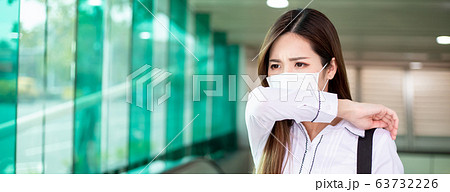 Asian woman cough with mask 63732226