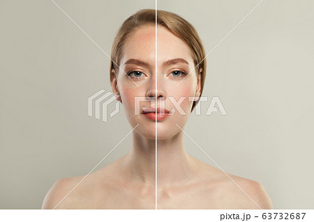 Young model woman face with retouching  63732687