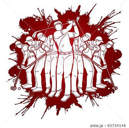 Golf players Golfer action cartoon sport graphic vector. 63734148
