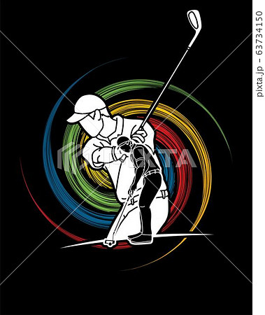 Golf players Golfer action cartoon sport graphic vector. 63734150